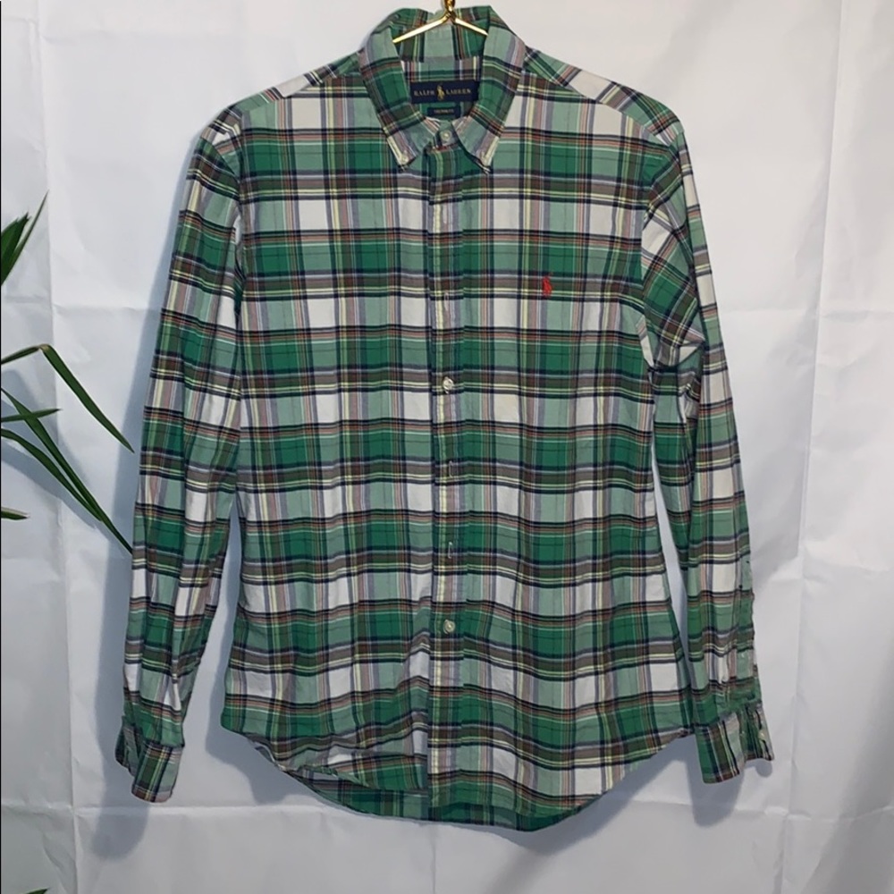 Ralph Lauren Green White Plaid Button-Down Shirt